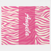 Roze Zebra Aangepast ventiel Warm Cozy Blanket Fleece Deken (Voorkant (Horizontaal))