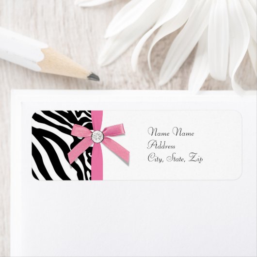 Roze Zebra Adresetiketten Etiket (Insitu)