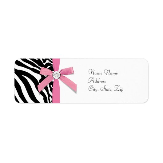 Roze Zebra Adresetiketten Etiket (Voorkant)