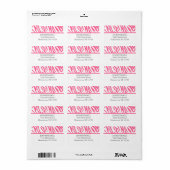 Roze Zebra Adreslabel Etiket (Full Sheet)