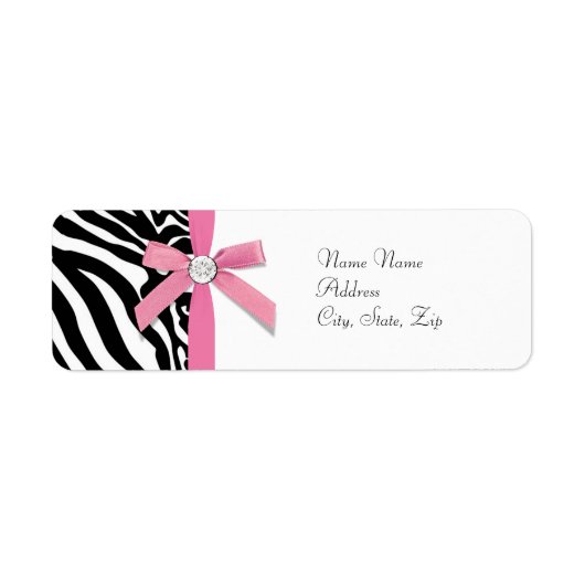 Roze Zebra Adreslabels Etiket (Voorkant)