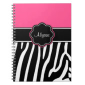 Roze Zebra Afdrukken Aangepast journaal Notitieboek (Voorkant)