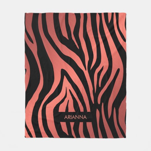 Roze Zebra Afdrukken Fleece Deken (Voorkant)