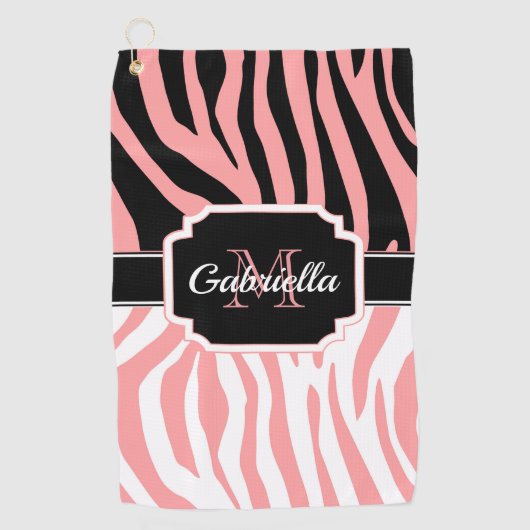 Roze Zebra Afdrukken Golfhanddoek (Voorkant)