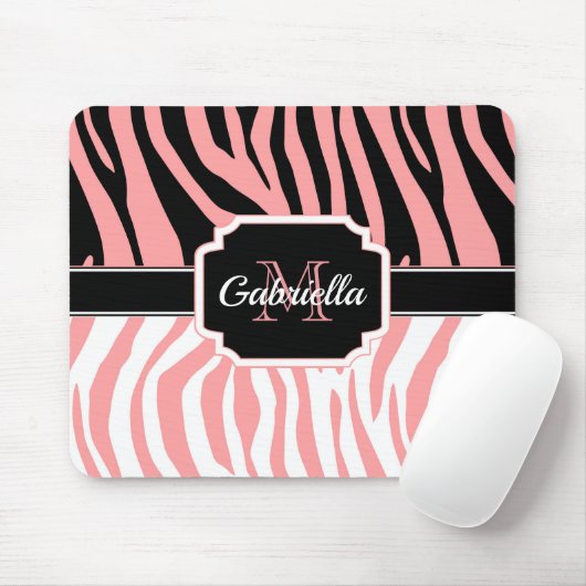 Roze Zebra Afdrukken Muismat (Met muis)