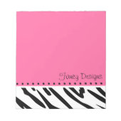 Roze Zebra Afdrukken Notitieblok (Voorkant)