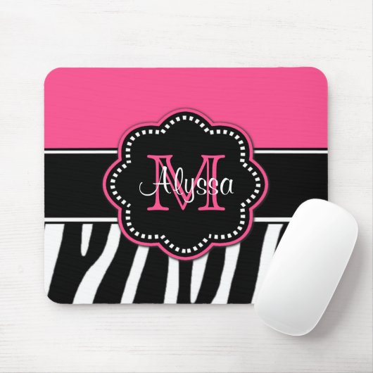 Roze Zebra Afdrukken Persoonlijk Mousepad Muismat (Met muis)