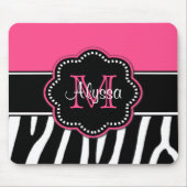 Roze Zebra Afdrukken Persoonlijk Mousepad Muismat (Voorkant)