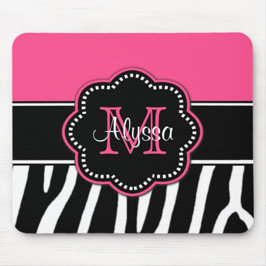 Roze Zebra Afdrukken Persoonlijk Mousepad Muismat (Voorkant)