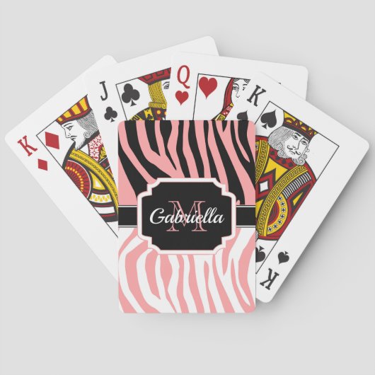 Roze Zebra Afdrukken Pokerkaarten (Achterkant)