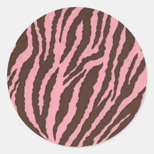 Roze Zebra Afdrukken Ronde Sticker (Voorkant)