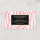 Roze Zebra Afdrukken Visitekaartje (Achterkant)