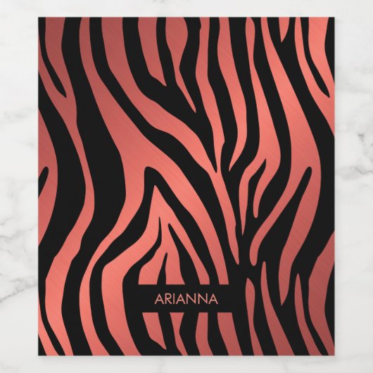 Roze Zebra Afdrukken Wijn Etiket (Enkel label)