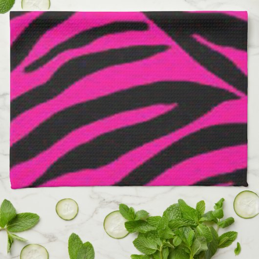 Roze zebra afdrukontwerp theedoek (Gevouwen)