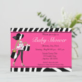 Roze Zebra afrikaans-Amerikaans Baby shower Kaart (Staand voorkant)
