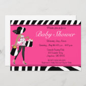 Roze Zebra afrikaans-Amerikaans Baby shower Kaart (Voorkant / Achterkant)