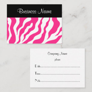 Roze zebra afspraakkaart afsprakenkaartje