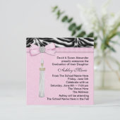 Roze Zebra afstudeeraankondigingen Kaart (Staand voorkant)