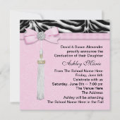 Roze Zebra afstudeeraankondigingen Kaart (Voorkant)