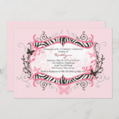 Roze Zebra Afstuderen Uitnodiging (Voorkant / Achterkant)