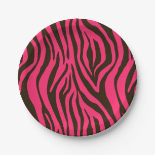 Roze Zebra Animal Print Patroon Papieren Bordje