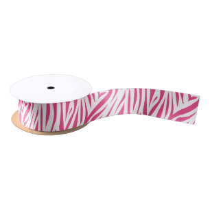 Roze Zebra Animal Print Satijnen Lint