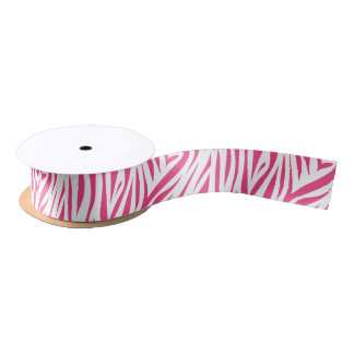 Roze Zebra Animal Print Satijnen Lint