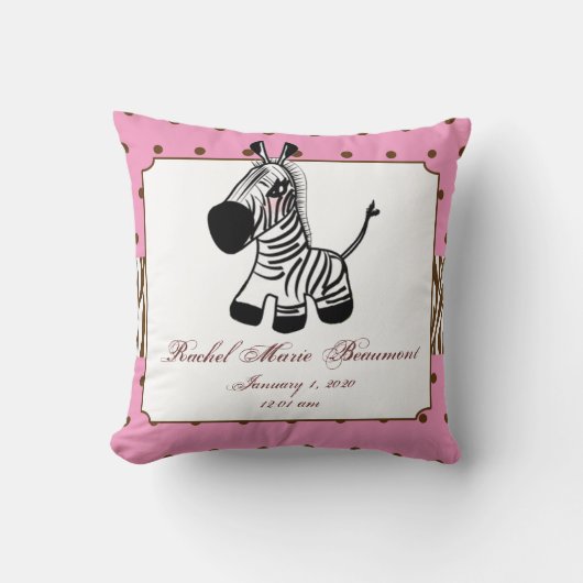 Roze Zebra Baby Keepslag Pillow Kussen (Voorkant)