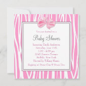  Roze Zebra Baby Meisje Douche Kaart (Achterkant)