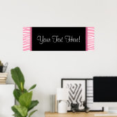 Roze Zebra Baby shower banner Poster (Thuiskantoor)