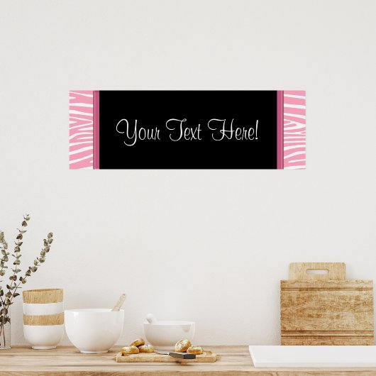 Roze Zebra Baby shower banner Poster (Keuken)