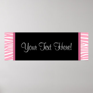 Roze zebra baby shower banner poster