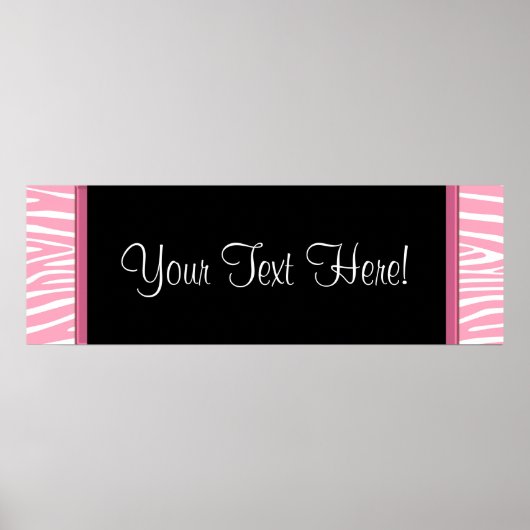 Roze Zebra Baby shower banner Poster (Voorkant)