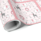 Roze Zebra Baby shower Cadeaupapier (Rol Hoek)