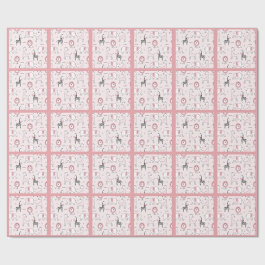 Roze Zebra Baby shower Cadeaupapier (Vlak)