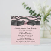 Roze Zebra Baby shower Kaart (Staand voorkant)