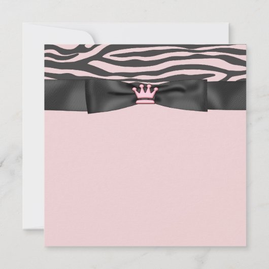 Roze Zebra Baby shower Kaart (Achterkant)