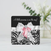 Roze Zebra Baby shower Kaart (Staand voorkant)