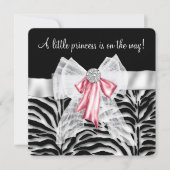 Roze Zebra Baby shower Kaart (Voorkant)