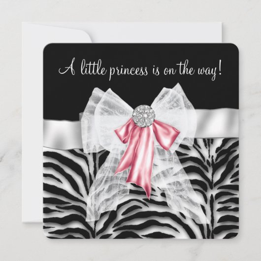 Roze Zebra Baby shower Kaart (Voorkant)