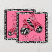 Roze Zebra Baby shower Kaart (Voorkant / Achterkant)