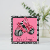 Roze Zebra Baby shower Kaart (Staand voorkant)