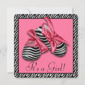 Roze Zebra Baby shower Kaart (Voorkant)