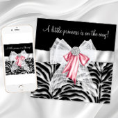 Roze Zebra Baby shower Kaart