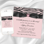 Roze Zebra Baby shower Kaart