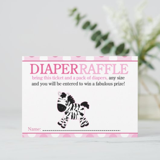 Roze Zebra Baby shower luierkaart Kaart (Staand voorkant)