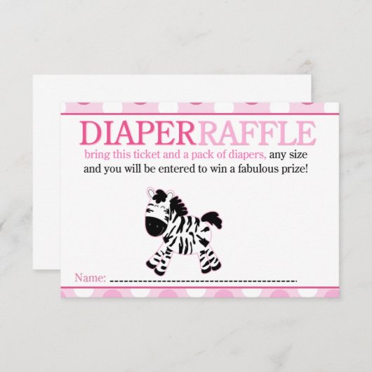 Roze Zebra Baby shower luierkaart Kaart (Voorkant / Achterkant)