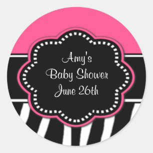 Roze Zebra Baby shower of vogelgriep Ronde Sticker