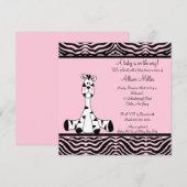 Roze Zebra Baby shower Uitnodiging (Voorkant / Achterkant)