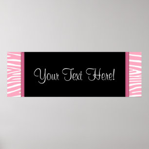 Roze zebra babyshower banner poster